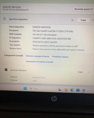 Notebook HP 250 G9 15.6” i7 16GB RAM