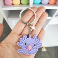 portachiavi Axolots lilla in Stampa 3d