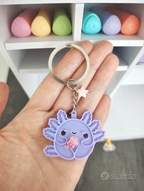 portachiavi Axolots lilla in Stampa 3d