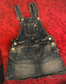 Salopette a gonnrlino in denim