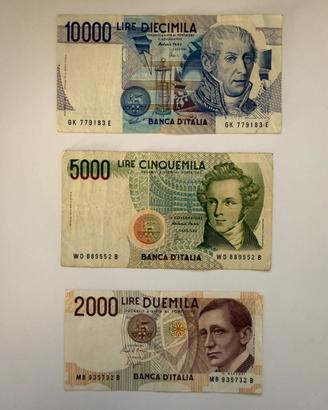 Lotto banconote lire 10000 5000 2000