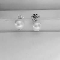 Orecchini Oro Bianco 18K zircone e perla sintetica