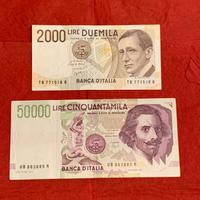 Banconote da 2000 e 50000 lire