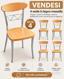 Sedie in legno massello 4 pezzi