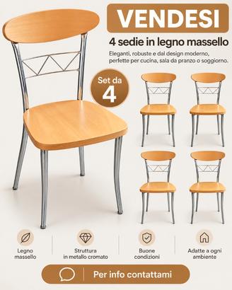 Sedie in legno massello 4 pezzi