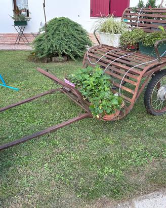 antico calesse in ferro arredo giardino