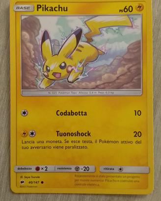 Card Pokemon Picachu base  40/147 anno 2014 ITA