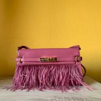 Borsa con piume rosa Label Rose