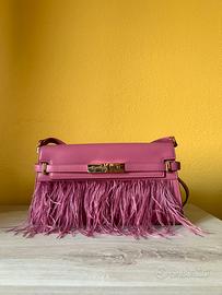 Borsa con piume rosa Label Rose