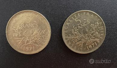 Moneta Francia 5 franchi, 1971 - 2 pezzi