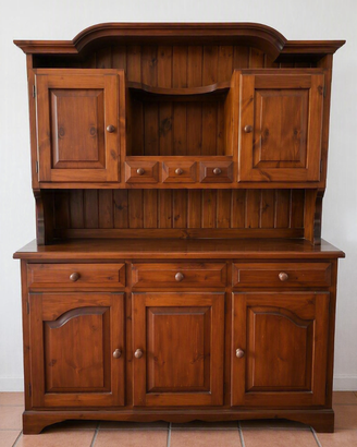 Credenza rustica in legno con alzata