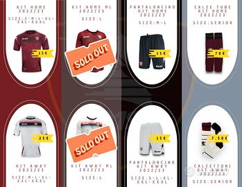 Maglie Salernitana vari anni e taglie ORIGINALI