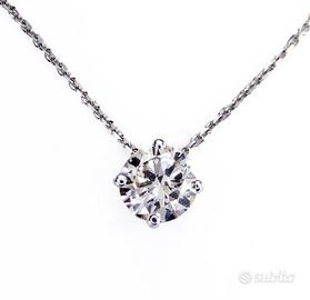 Collana - 14 carati oro bianco - 1,00 ct diamante