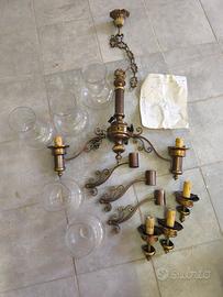 lampadario in ottone 6 bracci anni '50