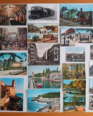 Cartoline vintage: treni, fiori, località varie