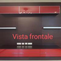 mobile parete soggiorno con mensole illuminate