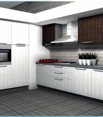 Cucina laminato 180 + 270cm con 4 elettrodomestici