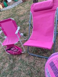 Sedia e lettino da spiaggia per bimba