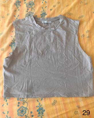 Top crop smanicato Zara grigio-tortora - Taglia XL