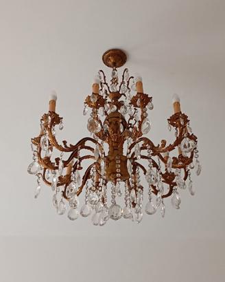 Lampadario con 12 candele e cristalli