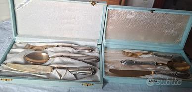 Due set di tre posate in argento vintage anni 50