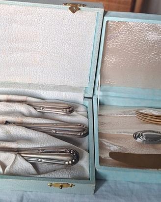 Due set di tre posate in argento vintage anni 50