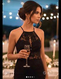 vestito liu jo in pizzo nero floreale ,Tg S