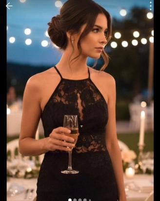 vestito liu jo in pizzo nero floreale ,Tg S