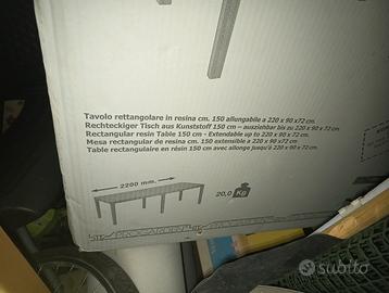 Tavolo e sedie in resina