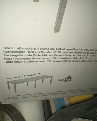 Tavolo e sedie in resina