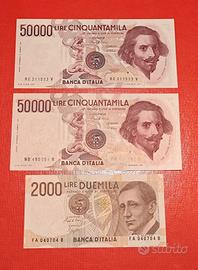 tre banconote lire italiane FDS