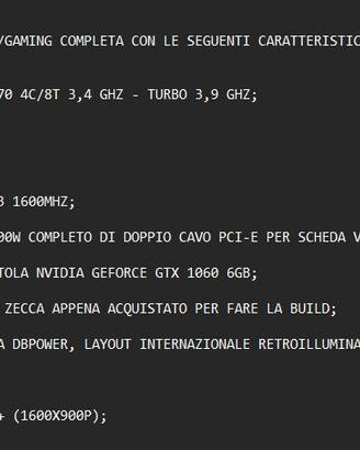PC POSTAZIONE COMPLETA INTEL CORE I7 4770