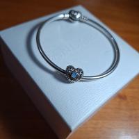 Charm Pandora Cuore traforato e Opale 