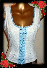 CORSETTO SANGALLO CON LACCI RASO, RICAMI, PERLINE
