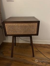 2 comodini legno e rattan