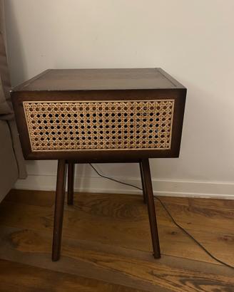 2 comodini legno e rattan