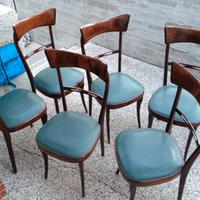 6 sedie legno imbottite anni 60 
