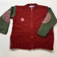 Maglione a maglia rosso bambina natale con zip
