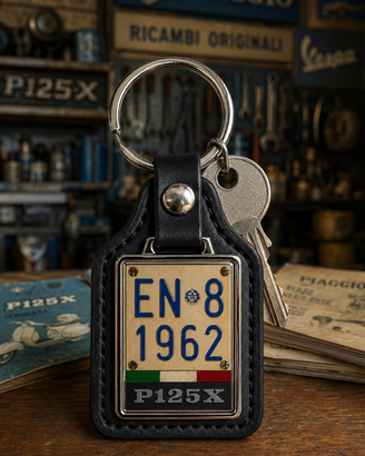 Portachiavi tipo Vespa PX targa vintage.