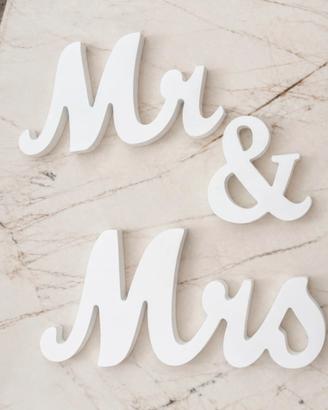 Decorazione in legno scritta Mr & Mrs