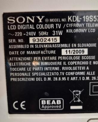 Tv lcd Sony kdl19s5730