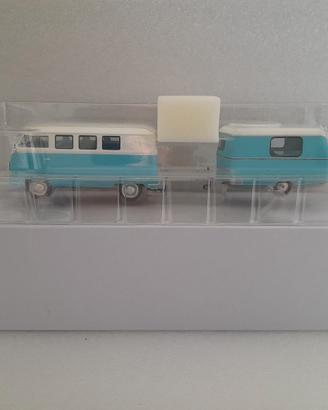 VOLKSWAGEN KOMBI T1 MINIBUS + ROULOTTE 1965 1-43