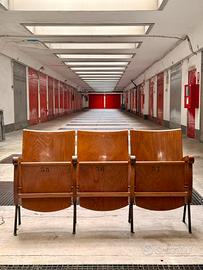 3 poltroncine cinema vintage originali in legno