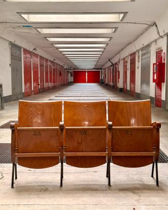 3 poltroncine cinema vintage originali in legno