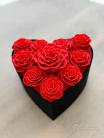 Flower Box a Cuore con Rose eterne