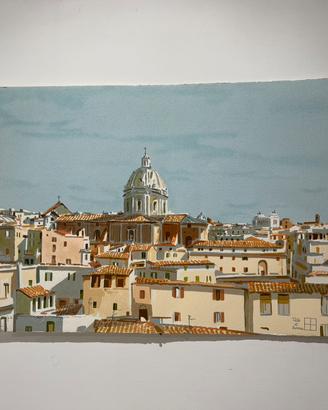 Serigrafia Aldo Riso Prova d’autore -Tetti di Roma
