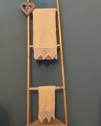 Coppia asciugamani con pizzo/merletto artigianale