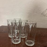 Set 5 Bicchieri Alti in Vetro con Lavorazione