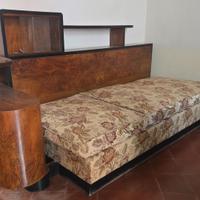 Divano Letto Art Déco in Radica di Noce 