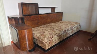 Divano Letto Art Déco in Radica di Noce 